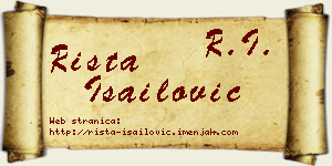 Rista Isailović vizit kartica